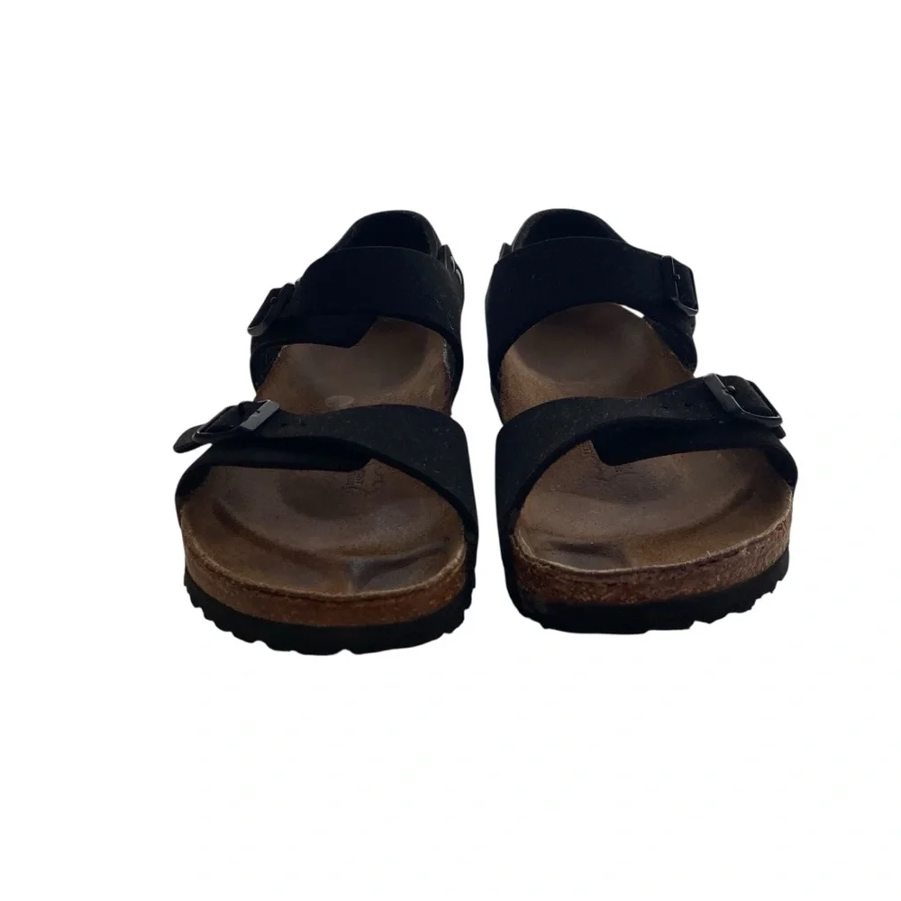 Birkis Birkenstock Black Sandals with Adjustable Straps and Cork Footbed W6 - Picture 8 of 13